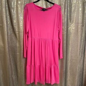 Torrid Hot Pink Glo Mesh Ruffle Tiered Mini Dress XL/14 NWT
